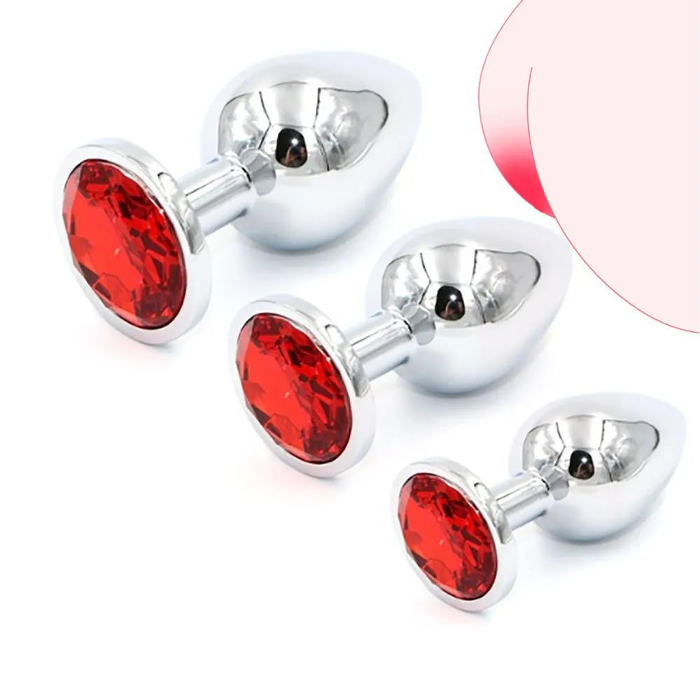 Metal Anal Plug Stainless Steel Butt Plug With Jewelry Colorful Crystal Anus Plug Anal Bead Adults Sex Toys for Women Adult Game