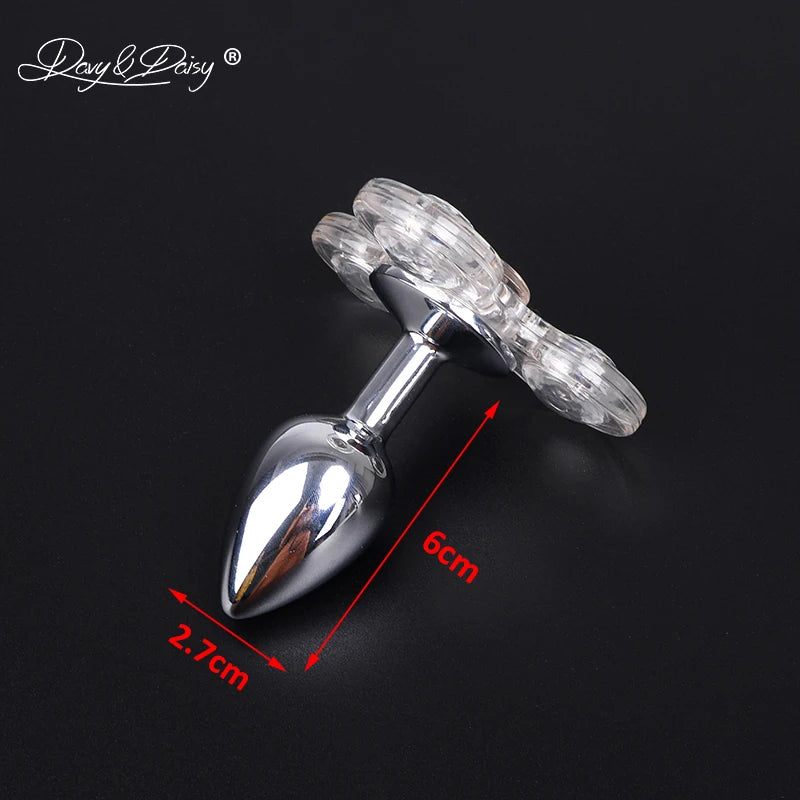 DAVYDAISY LED Light Fidget Spinner Butt Plug Novel Anal Toy For Couples Sexy Stainless Anal Plug Tail Plug Adult Sex Toy AC126