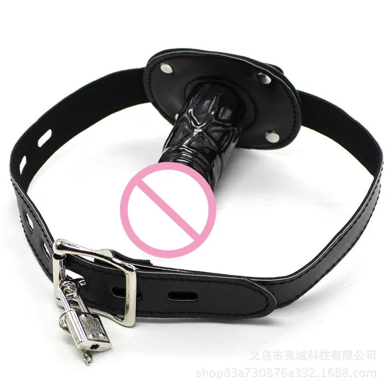 Erotic Accessories of Oral Dildo Anal Plug Open Mouth Gag with Leather Head Harness Strap for Bdsm Bondage Adults Games Sex Toys