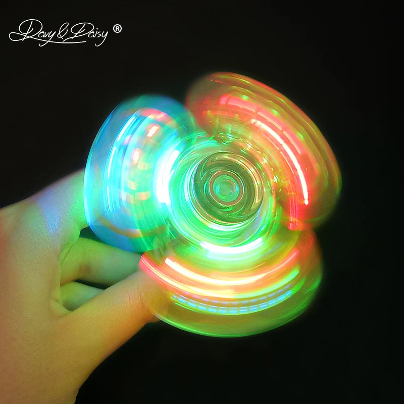 DAVYDAISY LED Light Fidget Spinner Butt Plug Novel Anal Toy For Couples Sexy Stainless Anal Plug Tail Plug Adult Sex Toy AC126