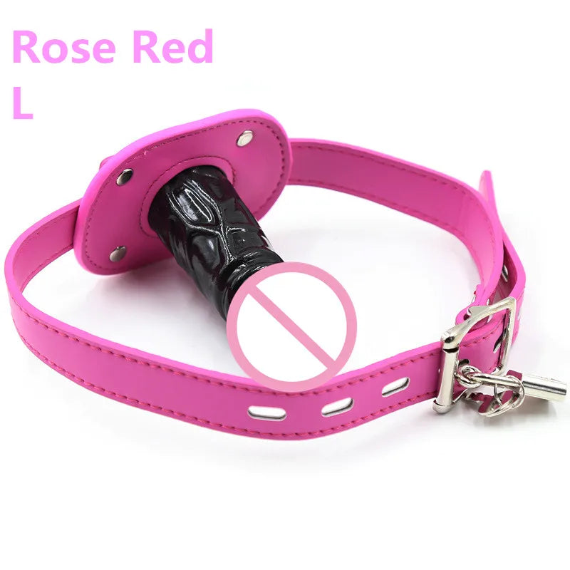 Erotic Accessories of Oral Dildo Anal Plug Open Mouth Gag with Leather Head Harness Strap for Bdsm Bondage Adults Games Sex Toys