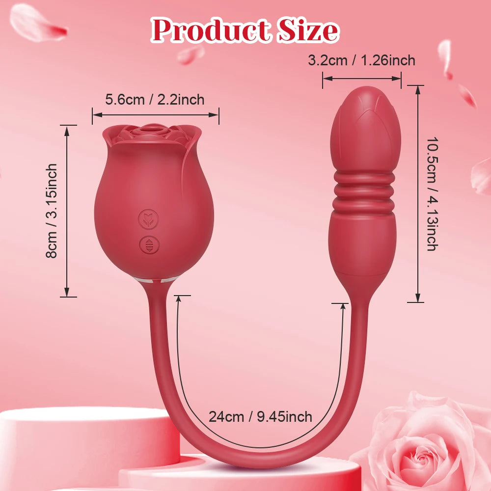 Rose-Licking Vibrator Dildo Sex Toys for Women G Spot Nipple Clitoris Anal Stimulator Thrusting Vibrators for Adult Couples 18+