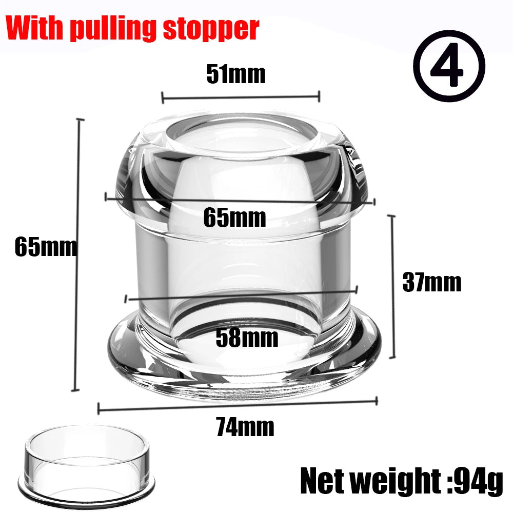 Hollow Speculum Peeking Anal Beads Butt Plug with Stopper Expander Tunnel Transparent Anus Dilation Adult Women Men Gay