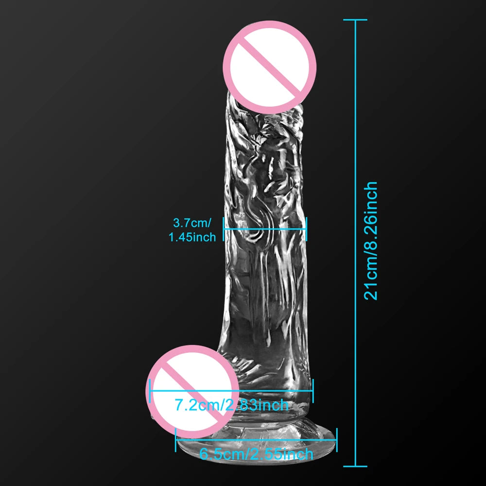 Realistic Dildo for Women Silicone Beginner Clear Dildo with Strong Suction Cup Hands-Free Play for Adult Sex Masturbator G Spot