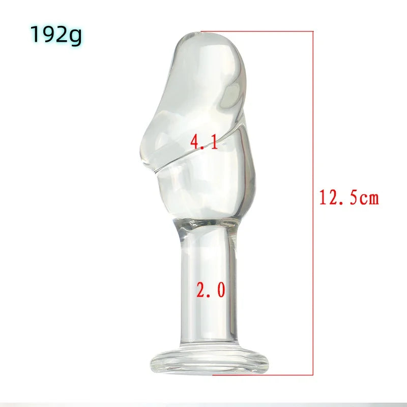 VaHppy Glass Dildo Anal Plugs Artificial Penis 4.8*13.5cm Gold/Transparent Female Masturbators Adult Sex Toys