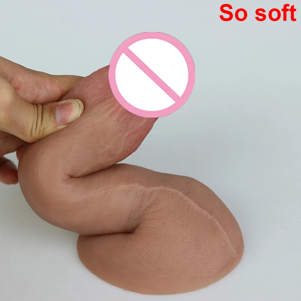 Real Men Skin Dildos Soft Silicone Suction Cup Big Huge Cock Male Artificial Penis Cheap Adult 18 Vagina Anal Sex Toys For Women