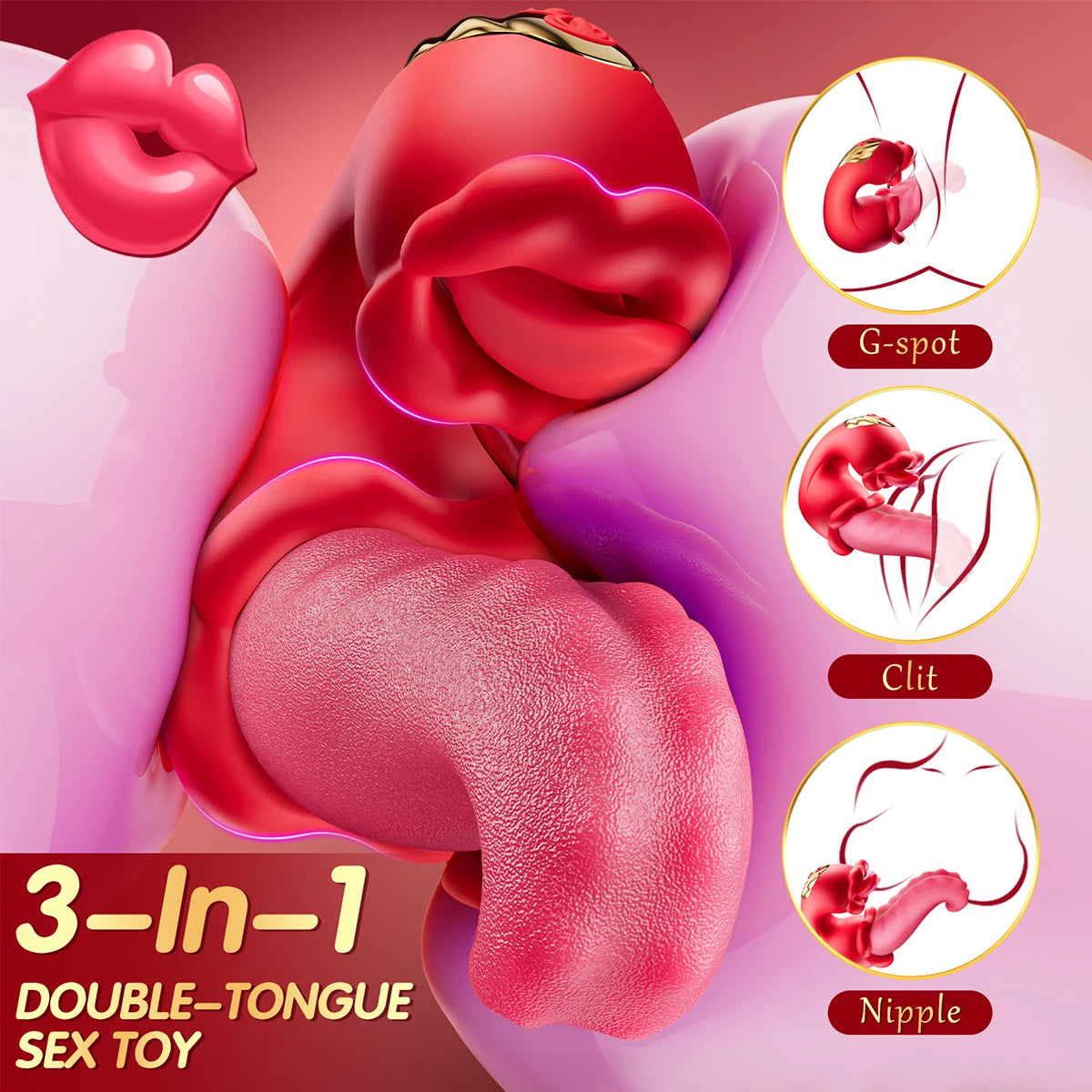 Powerful Clitoral Tongue Licking Vibrator for Women Clit Nipples G-Spot Stimulator Female Vagina Massager Vibrator Adult Sex Toy