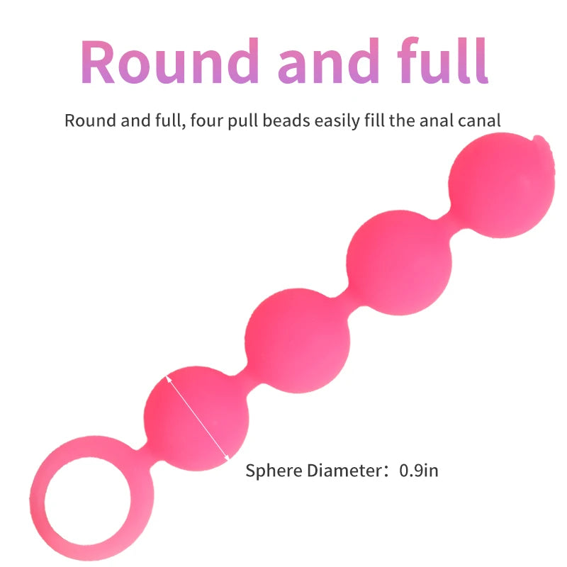 Silicone 4 Balls Anal Beads With Pull Ring Anal Plug Prostate Massage G-spot Stimulate Butt Plug Couples Sex Toys For Women Men