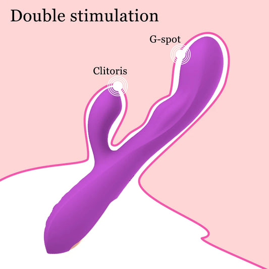 10 Speed Rabbit Vibrator G-spot Dildo Massager For Women Clitoris Nipple Dual Stimulation 2 In 1  Vaginal Sex Toys For Adults