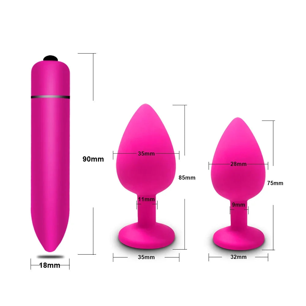 S/M/L Anal Plug Butt Vibrator Women/Men Soft Silicone Round Shaped Erotic Bullet Anal plug Bullet Gay Sex Toys for Adults