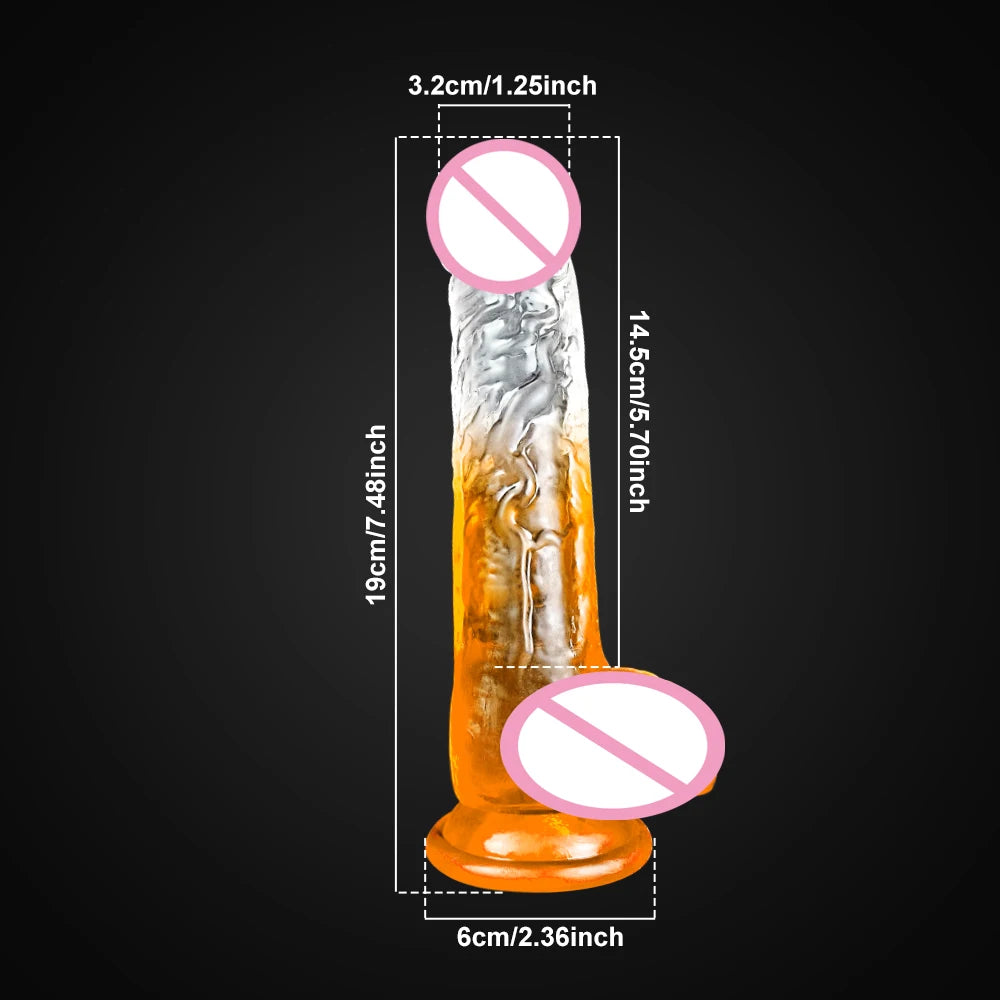 4 Sizes Transparent Dildo Realistic Soft Jelly Dildo Fake Dick Penis Sucker Anal Butt Plug for Woman Men Vagina Anal Sex Toys