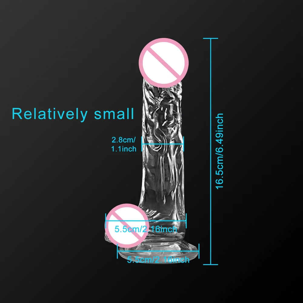 4 Sizes Transparent Dildo Realistic Soft Jelly Dildo Fake Dick Penis Sucker Anal Butt Plug for Woman Men Vagina Anal Sex Toys