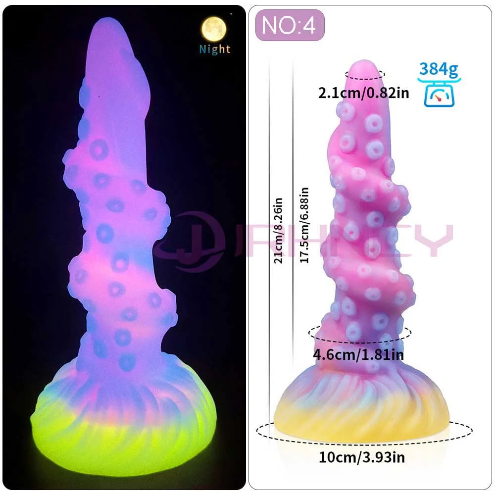 2024 Luminous Anal Plug Animals Dildos For Women Men Butt Plug With Suction Cup Silicone Anal Plug Beautiful Anal Sex Toys