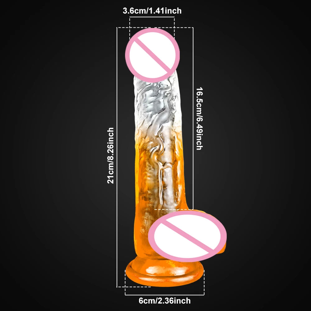 4 Sizes Transparent Dildo Realistic Soft Jelly Dildo Fake Dick Penis Sucker Anal Butt Plug for Woman Men Vagina Anal Sex Toys