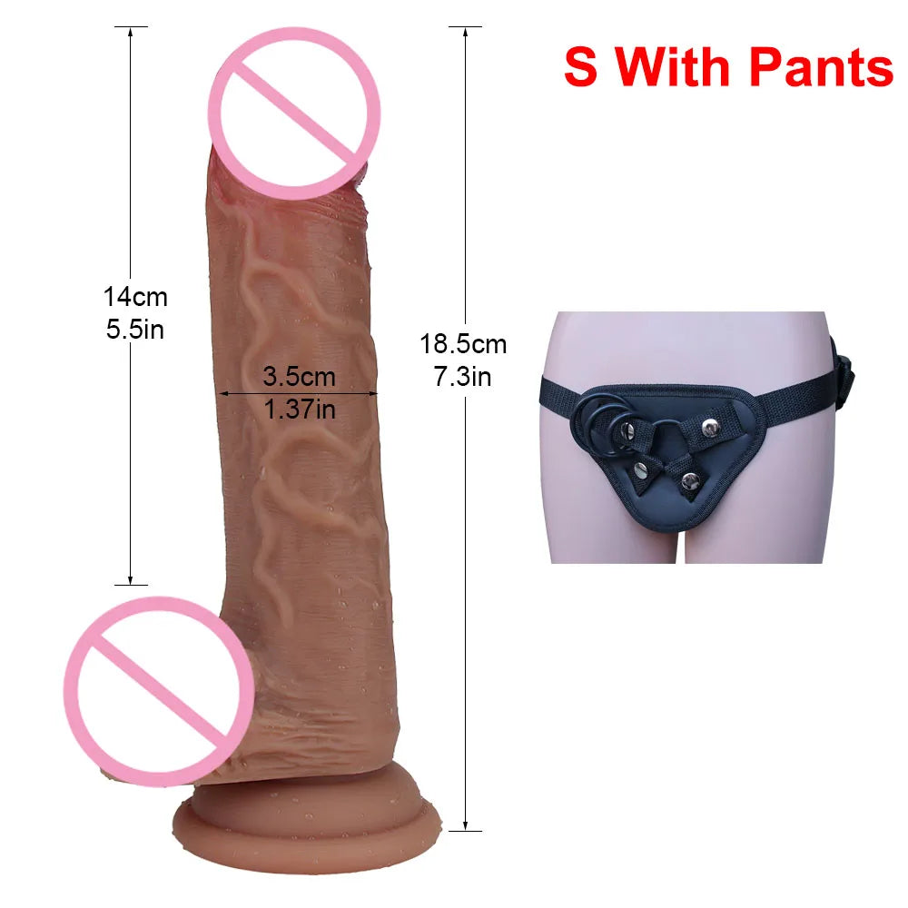 Skin Feeling Realistic Penis Soft Sexy Huge Dildo Female Masturbator Double-layer Silicone Suction Cup Dildos for Women Big Dick