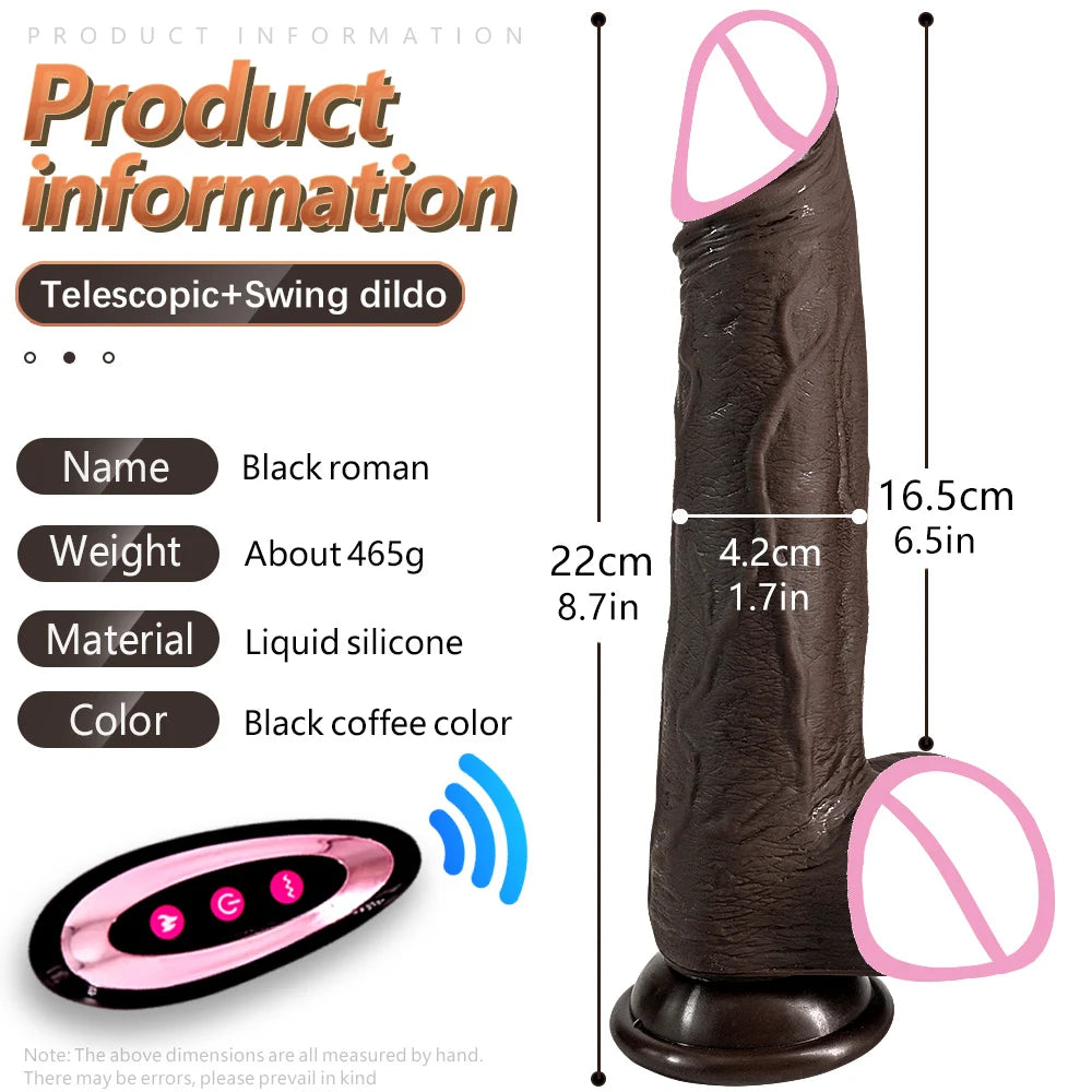 Big Black Dildo Vibrators For Women Heating Thrusting Swing Silicone Penis Vibrating Telescopic Dildo Realistic Sex Toys  For 18