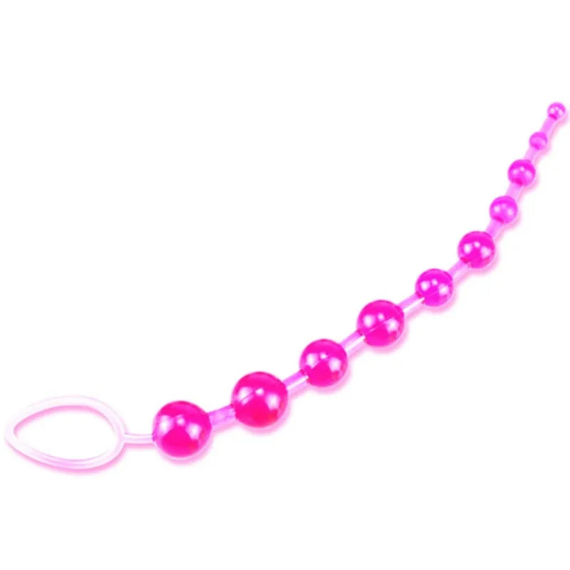 10 Beads Anal Beads Soft Silicone ButtPlug Pull Ring Ball Anal Dilatation Butt Bead Prostatic Stimulation Sex Toys for Woman Man