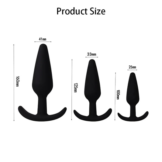 Prostate Massager 3 Different Size Silicone Plugs Anal Butt Plug Anal Dilation Trainer Adult Games Sex Toys For Men Women