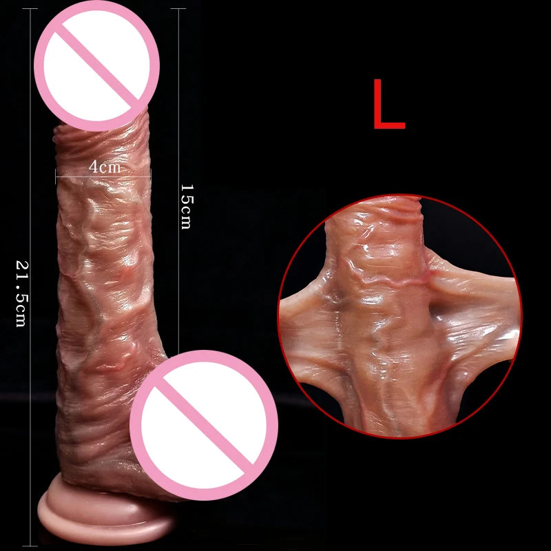 Big Realistic Sliding Foreskin Testicle Dildo Adult Sex Toy for Women Soft Silicone Vaginal Masturbators Penis Suction Cup Dick