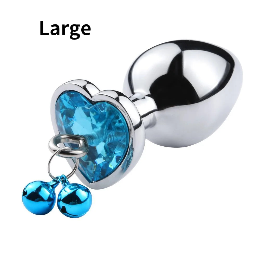 Metal Bells Anal Plug Anal Dilatation Stainless Steel Heart Shape Butt Plug Prostatic Stimulation Couple Sex Toys for Woman Man