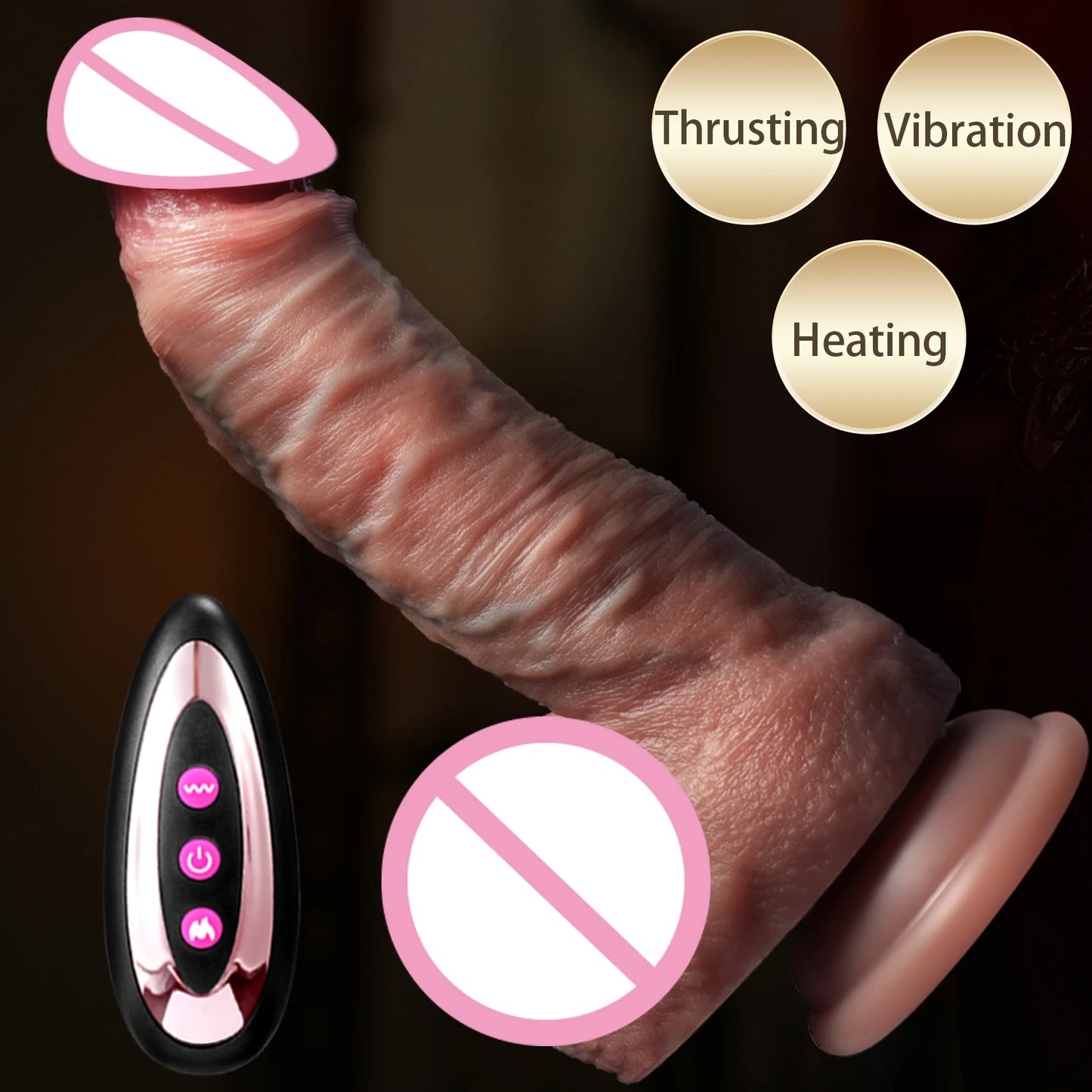 Realistic Dildo Telescopic Vibrator Female Stimulator Big Penis Penetration Anal Plug with Heating Thrusting Sex Toys for Women