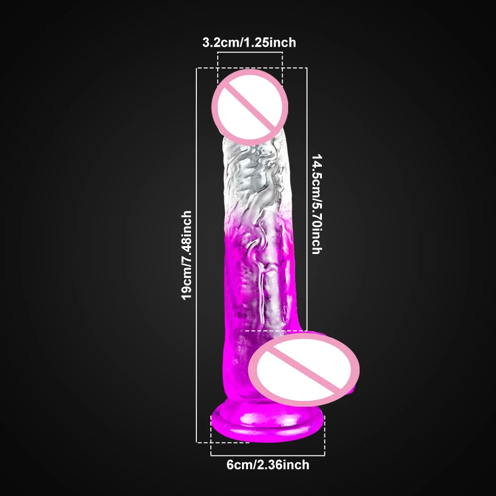 4 Sizes Transparent Dildo Realistic Soft Jelly Dildo Fake Dick Penis Sucker Anal Butt Plug for Woman Men Vagina Anal Sex Toys