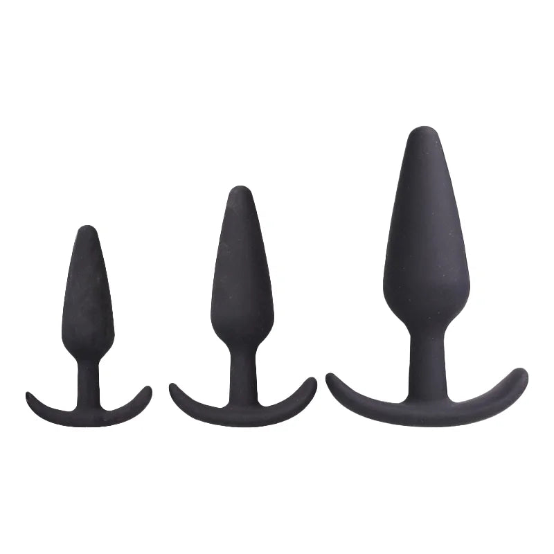 Prostate Massager 3 Different Size Silicone Plugs Anal Butt Plug Anal Dilation Trainer Adult Games Sex Toys For Men Women