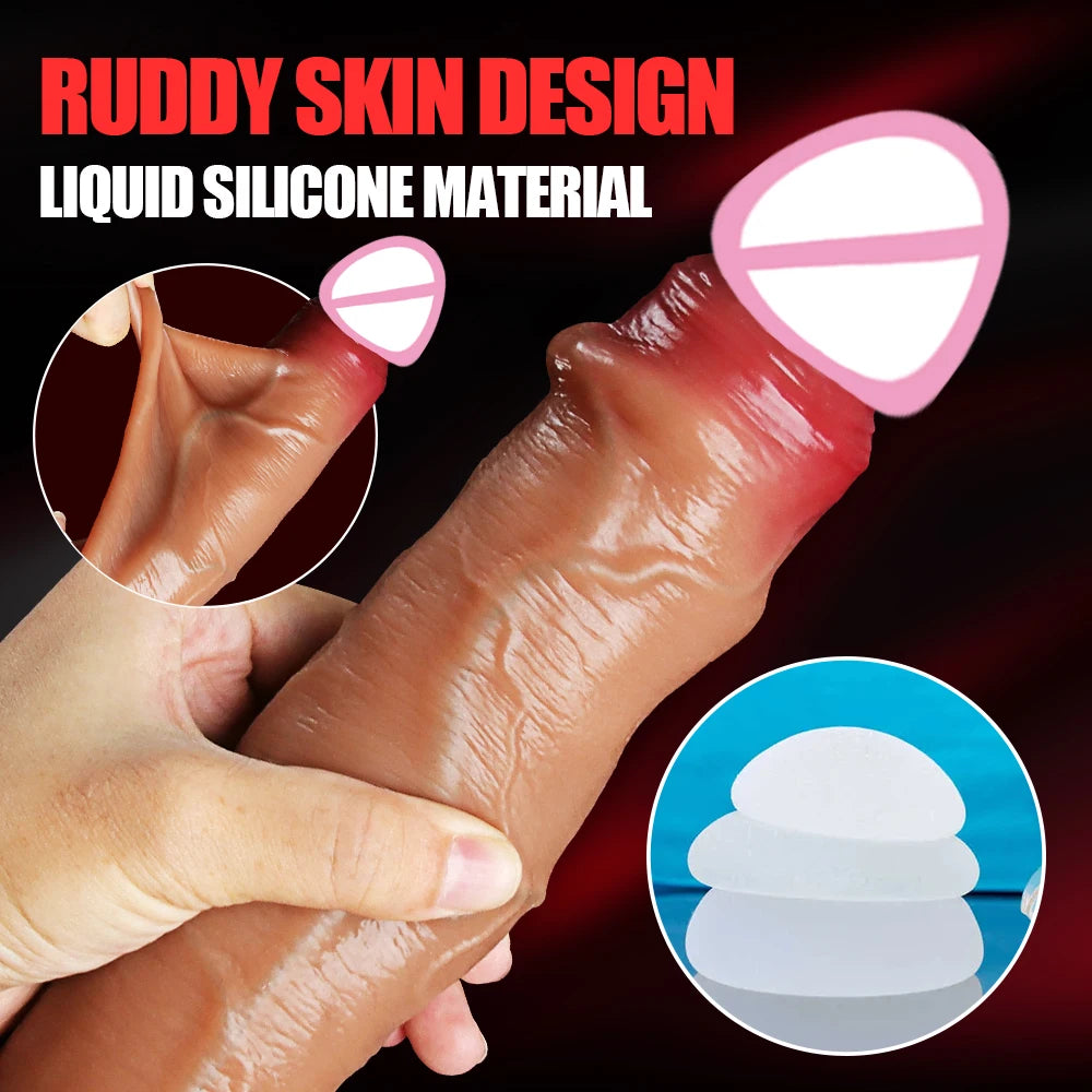 Realistic Sliding Dildo Skin Venis G Spot Stimulate Orgasm Masturbators Soft Penis Big Dick Suction Cup Anal Sex Toys For Women