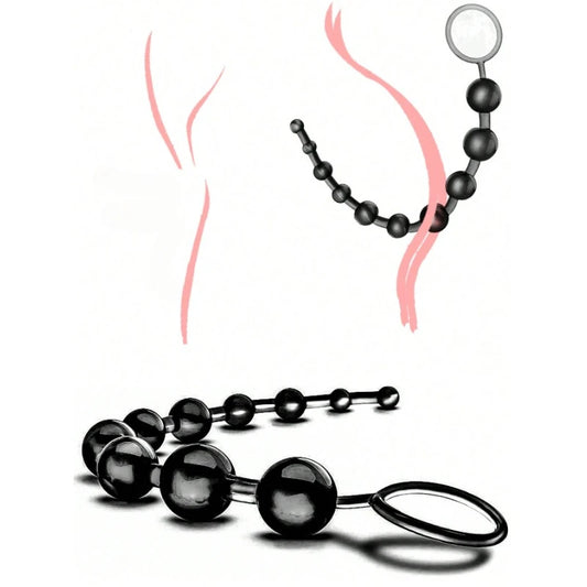 10 Beads Anal Beads Soft Silicone ButtPlug Pull Ring Ball Anal Dilatation Butt Bead Prostatic Stimulation Sex Toys for Woman Man