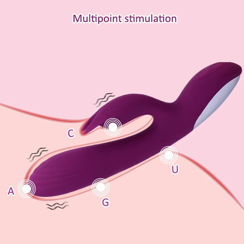 G Spot Rabbit Vibrator For Women Clitoris Nipple Dual Stimulator Vagina Massager 2 in 1 Masturbator Dildo For Adult Sexy Toys