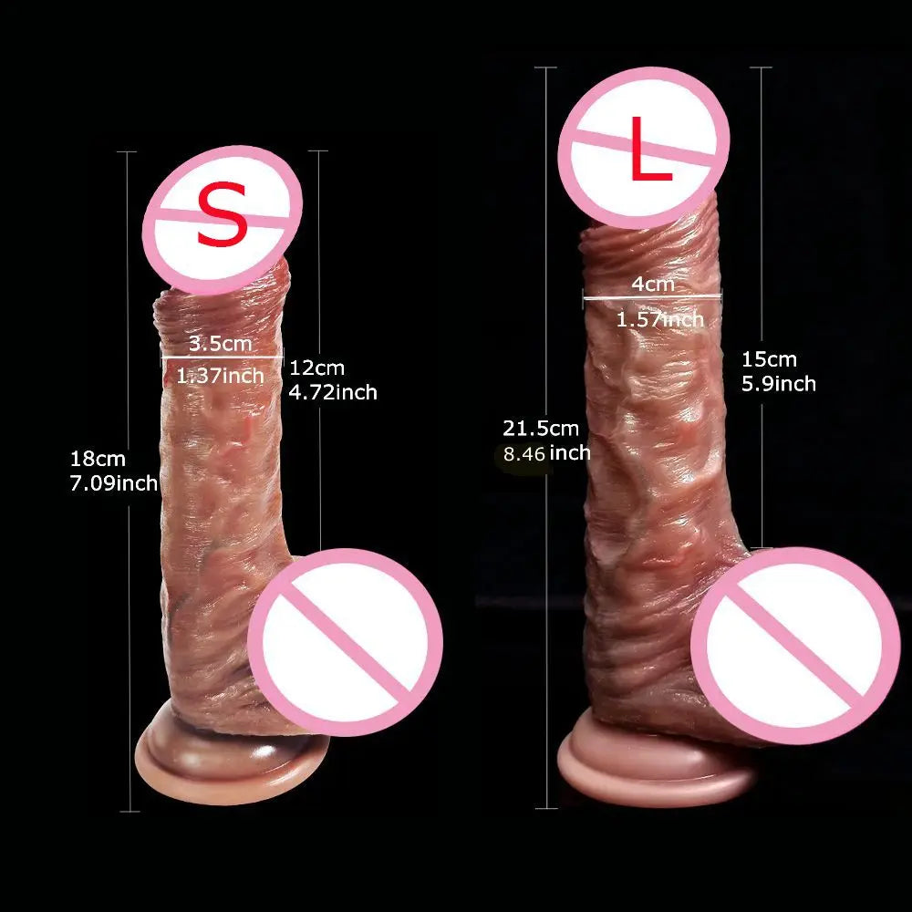 Big Realistic Sliding Foreskin Testicle Dildo Adult Sex Toy for Women Soft Silicone Vaginal Masturbators Penis Suction Cup Dick