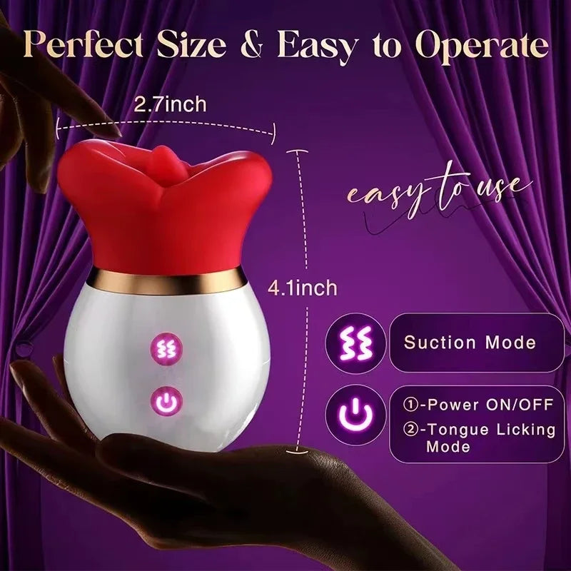 3 in1 Mouth Sucking Vibrator for Women Rose Tongue Licking Sucking Adult Sex Toys Anal Clit Nipple Vibrators for Female Couples