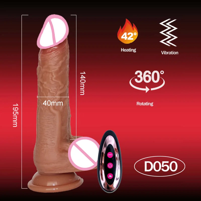 Realistic Dildo Telescopic Vibrator Female Stimulator Big Penis Penetration Anal Plug with Heating Thrusting Sex Toys for Women