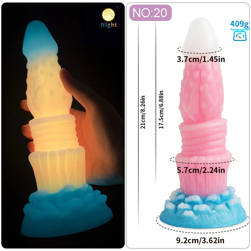 2024 Luminous Anal Plug Animals Dildos For Women Men Butt Plug With Suction Cup Silicone Anal Plug Beautiful Anal Sex Toys