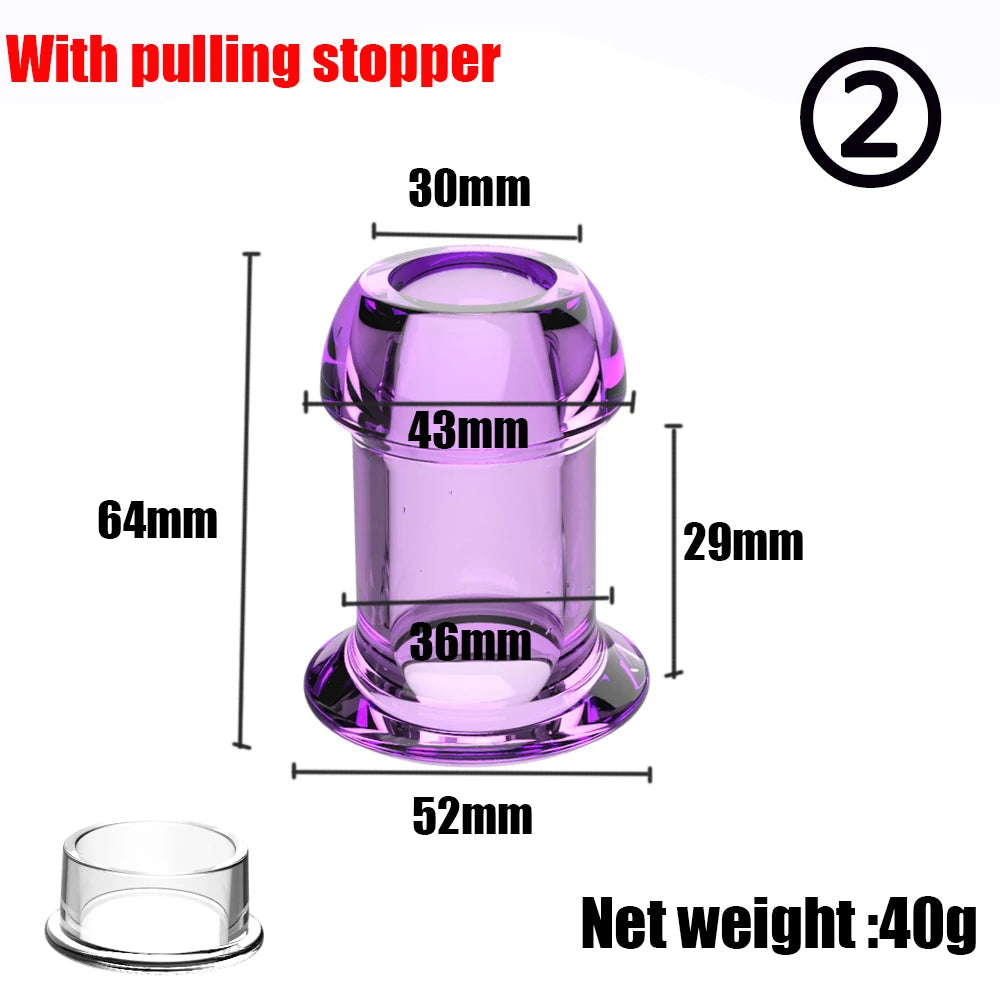 Hollow Speculum Peeking Anal Beads Butt Plug with Stopper Expander Tunnel Transparent Anus Dilation Adult Women Men Gay