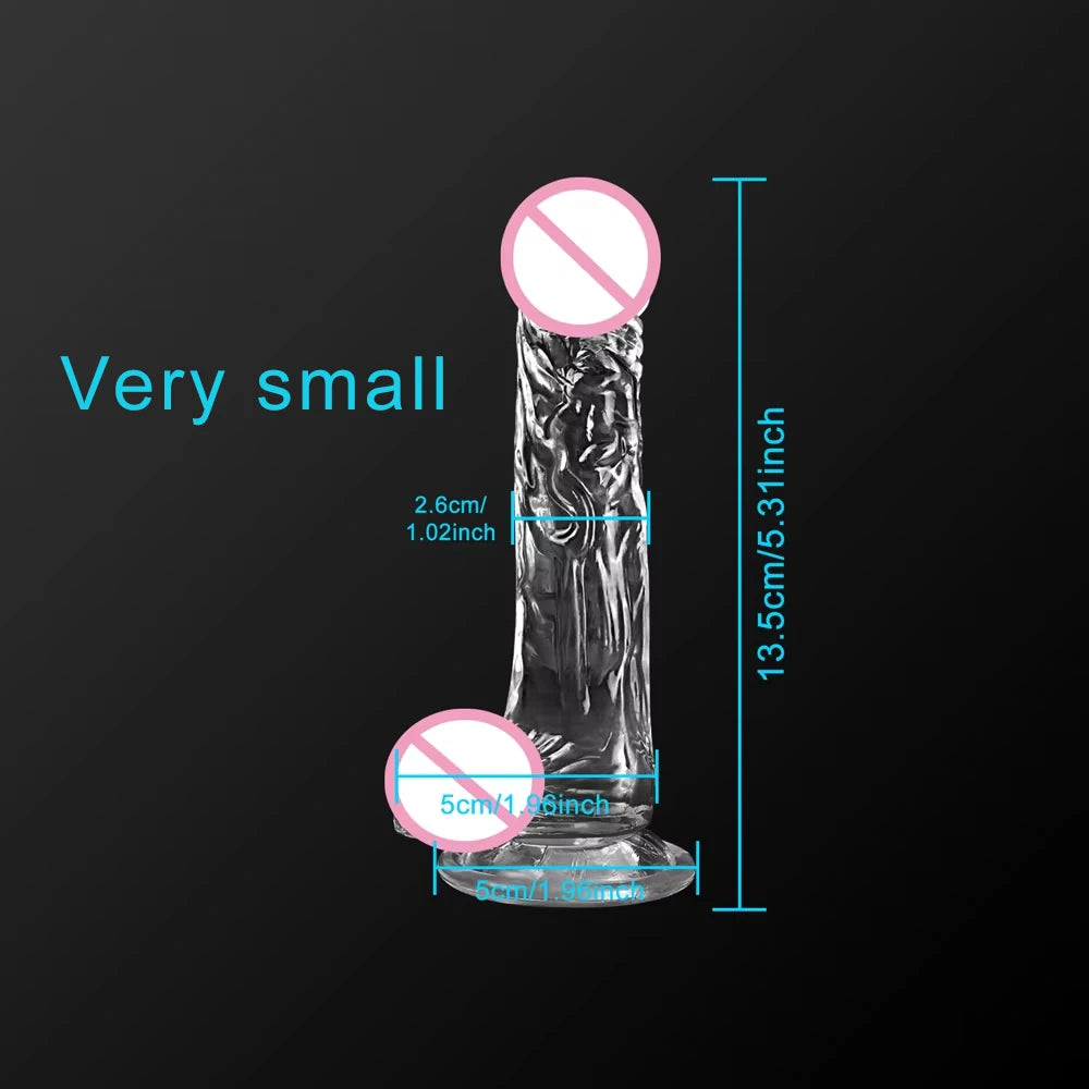 4 Sizes Transparent Dildo Realistic Soft Jelly Dildo Fake Dick Penis Sucker Anal Butt Plug for Woman Men Vagina Anal Sex Toys