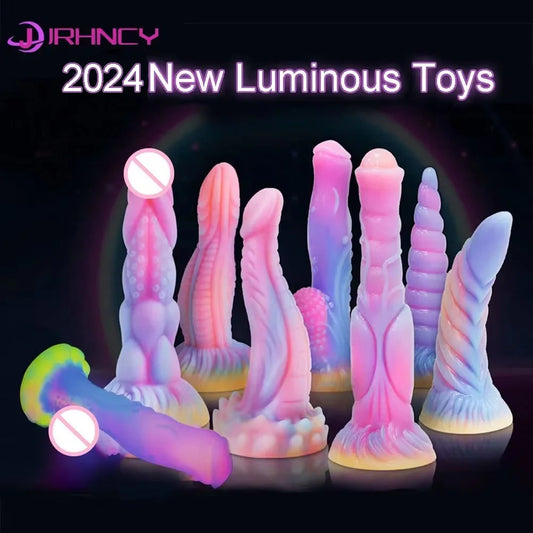 2024 Luminous Anal Plug Animals Dildos For Women Men Butt Plug With Suction Cup Silicone Anal Plug Beautiful Anal Sex Toys