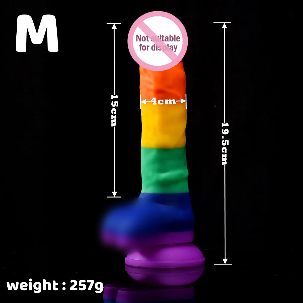 Colorful Simulation Dildo Liquid Silicone g-Spot Stimulation Penetration Anal Penis Dick Unisex Adult Sex Toy Masturbation Prop