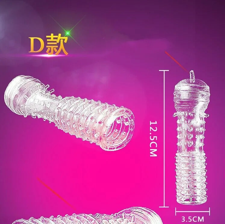 5Pcs Reusable Condoms Male Penis Extension Sleeves Sperm Lock Cock Ring Dildo Cover Adult Sex Toys For Men Delay Ejaculation