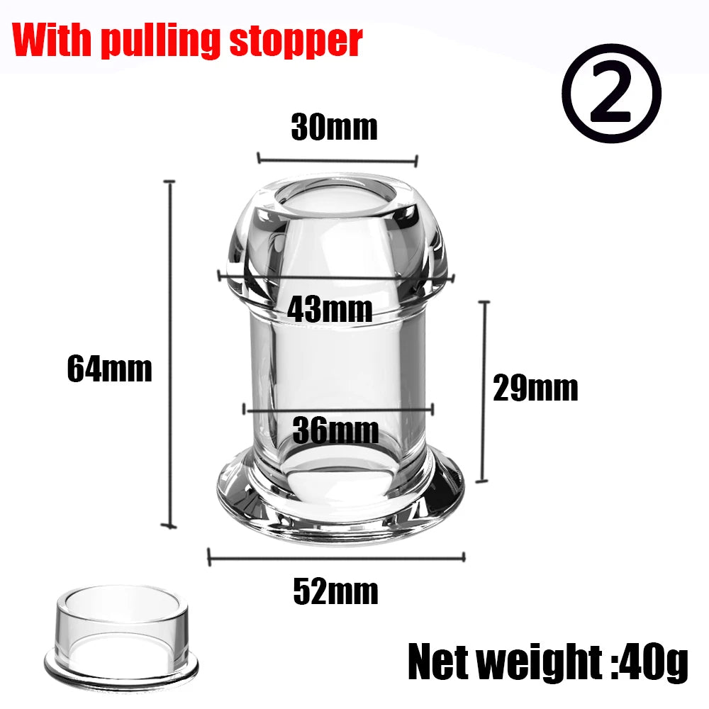 Hollow Speculum Peeking Anal Beads Butt Plug with Stopper Expander Tunnel Transparent Anus Dilation Adult Women Men Gay