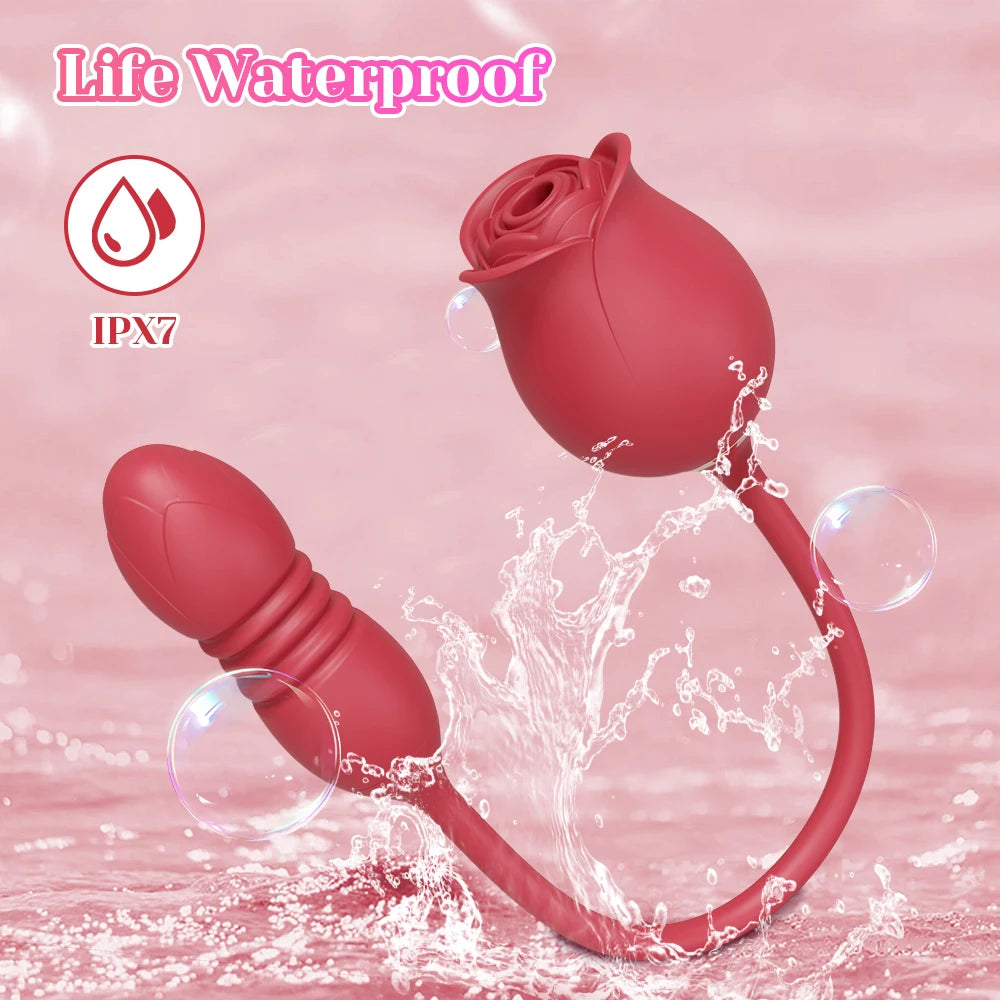 Rose-Licking Vibrator Dildo Sex Toys for Women G Spot Nipple Clitoris Anal Stimulator Thrusting Vibrators for Adult Couples 18+