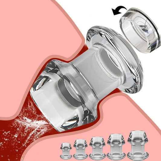 Hollow Speculum Peeking Anal Beads Butt Plug with Stopper Expander Tunnel Transparent Anus Dilation Adult Women Men Gay