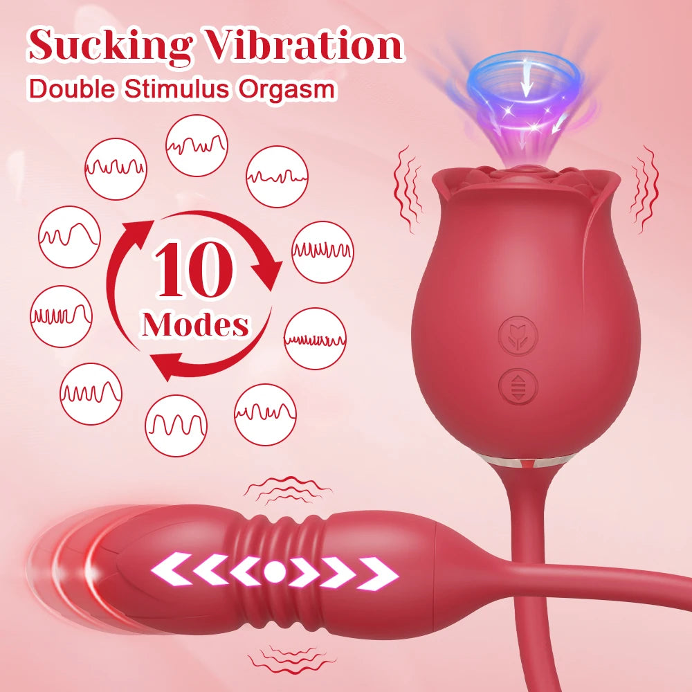 Rose-Licking Vibrator Dildo Sex Toys for Women G Spot Nipple Clitoris Anal Stimulator Thrusting Vibrators for Adult Couples 18+