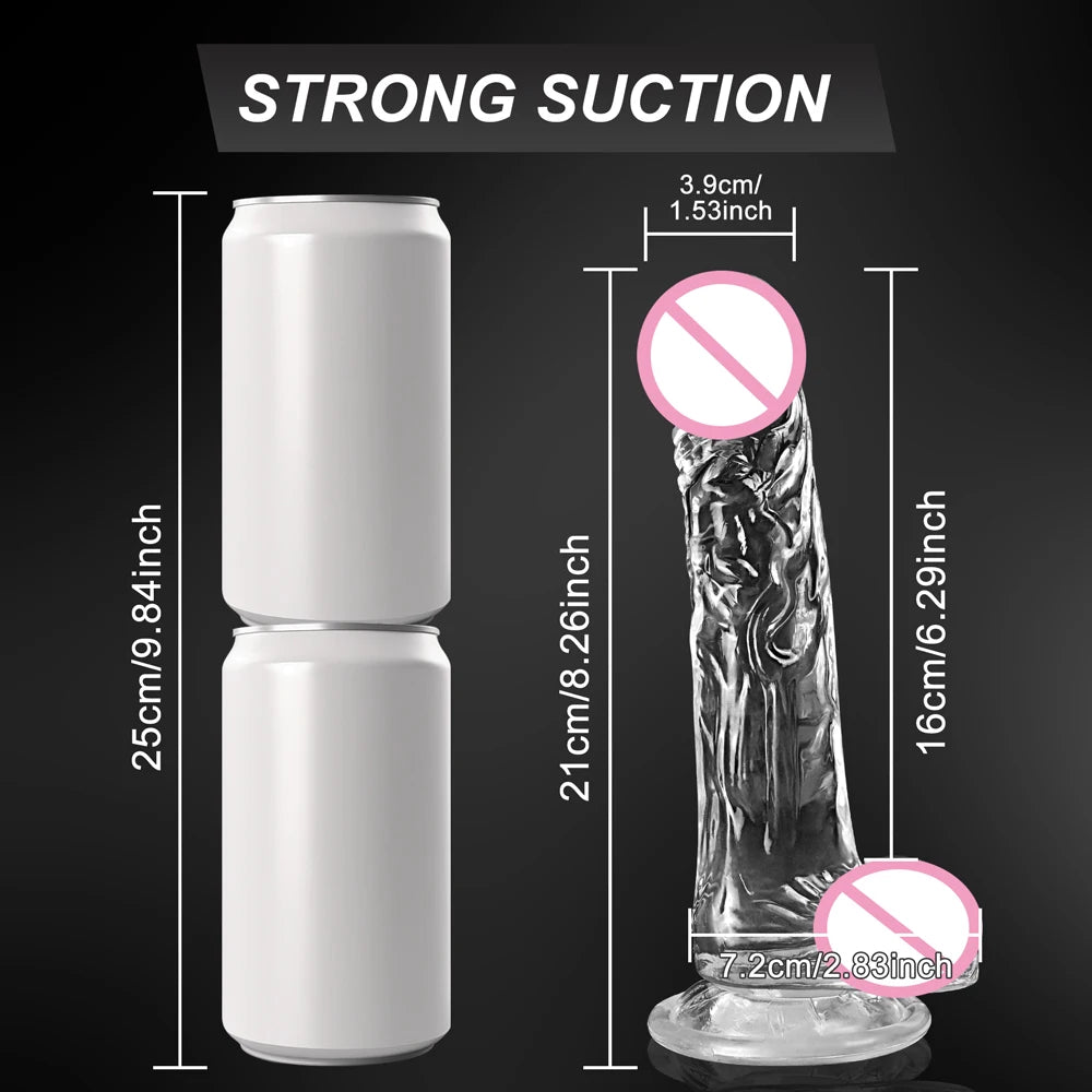 4 Sizes Transparent Dildo Realistic Soft Jelly Dildo Fake Dick Penis Sucker Anal Butt Plug for Woman Men Vagina Anal Sex Toys