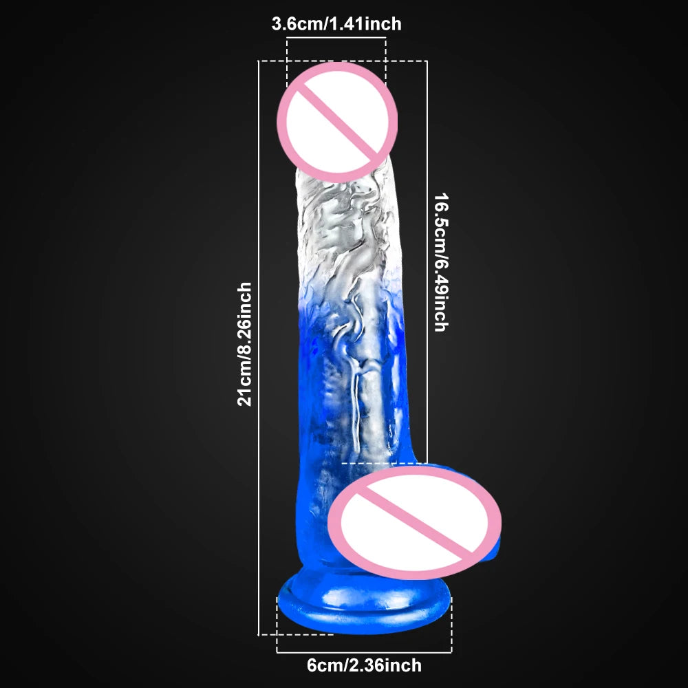 4 Sizes Transparent Dildo Realistic Soft Jelly Dildo Fake Dick Penis Sucker Anal Butt Plug for Woman Men Vagina Anal Sex Toys