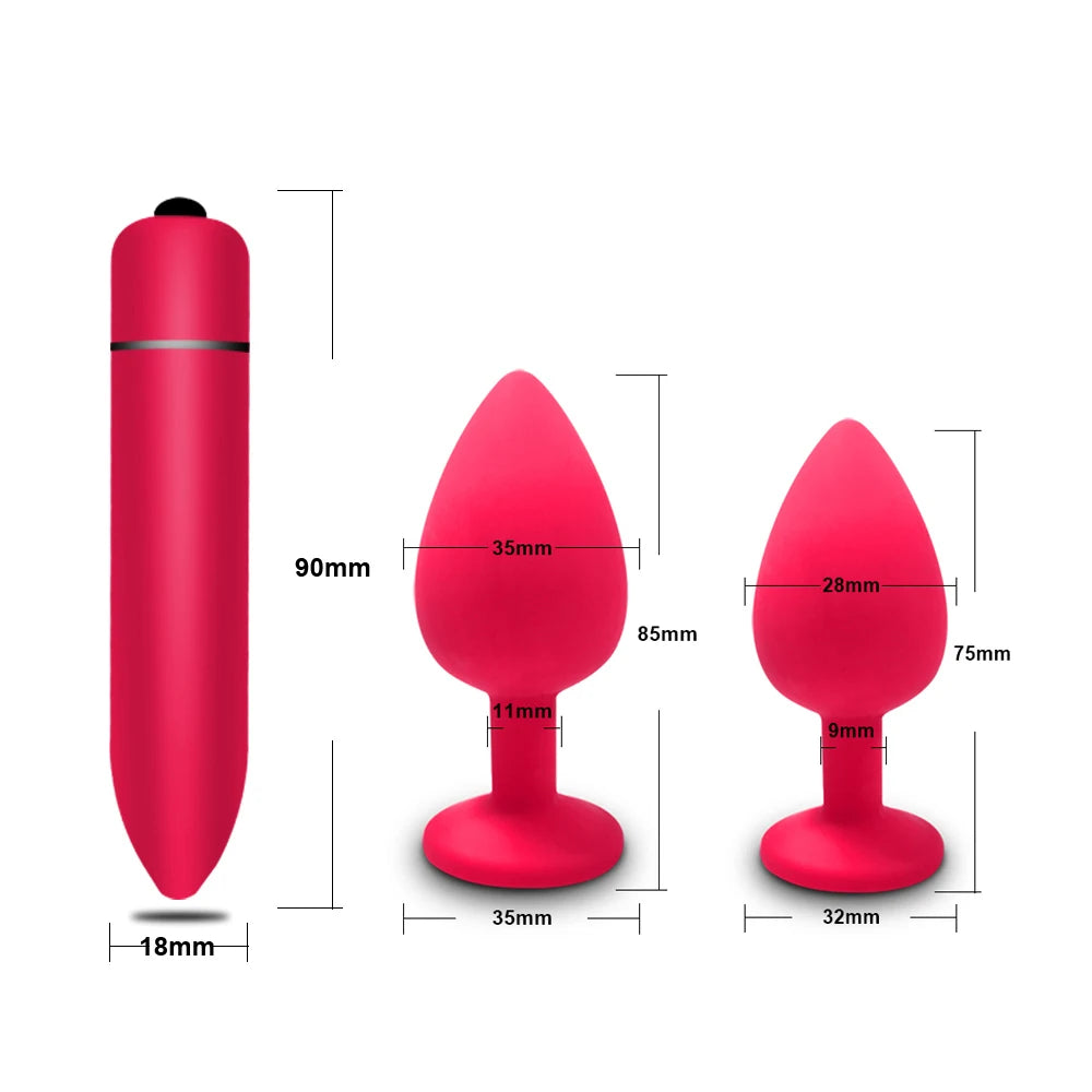 S/M/L Anal Plug Butt Vibrator Women/Men Soft Silicone Round Shaped Erotic Bullet Anal plug Bullet Gay Sex Toys for Adults