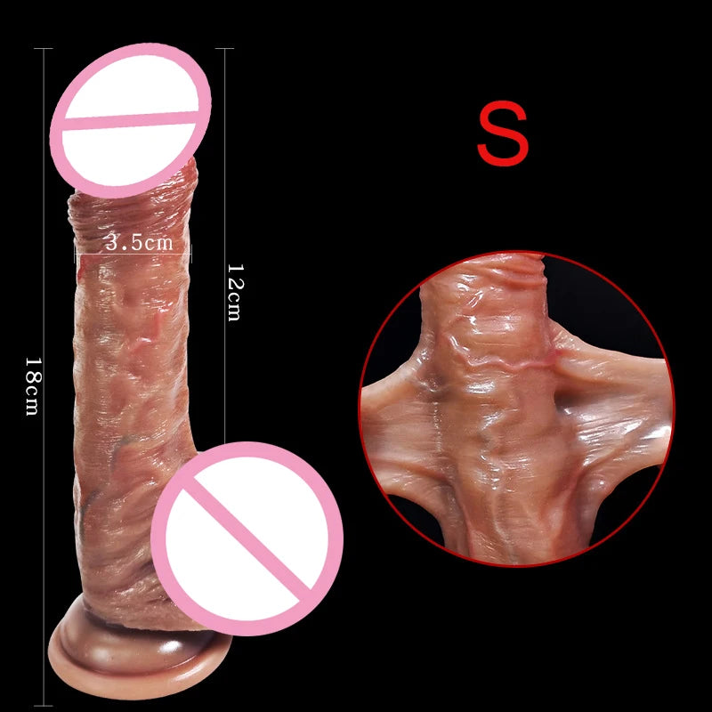 Big Realistic Sliding Foreskin Testicle Dildo Adult Sex Toy for Women Soft Silicone Vaginal Masturbators Penis Suction Cup Dick