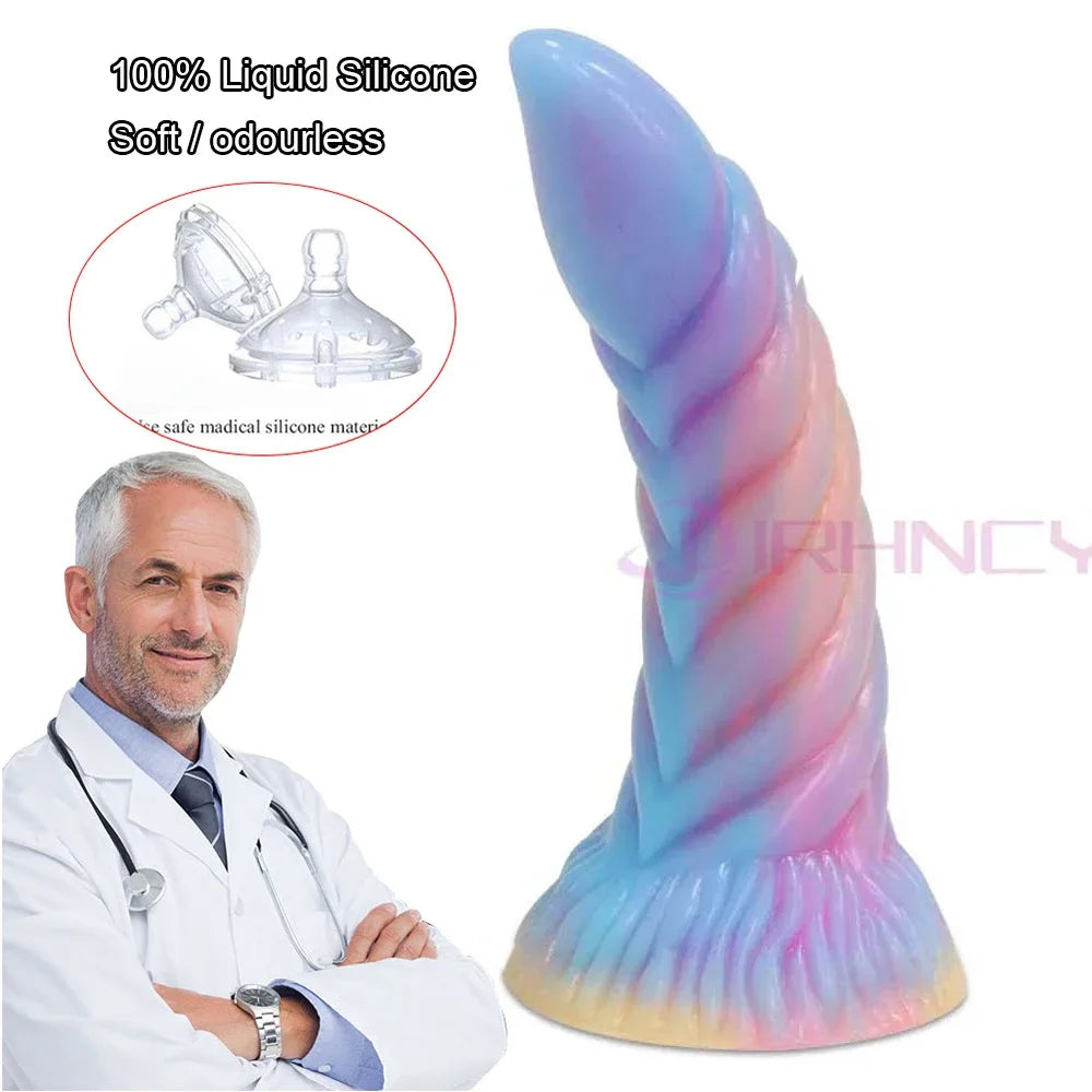 2024 Luminous Anal Plug Animals Dildos For Women Men Butt Plug With Suction Cup Silicone Anal Plug Beautiful Anal Sex Toys