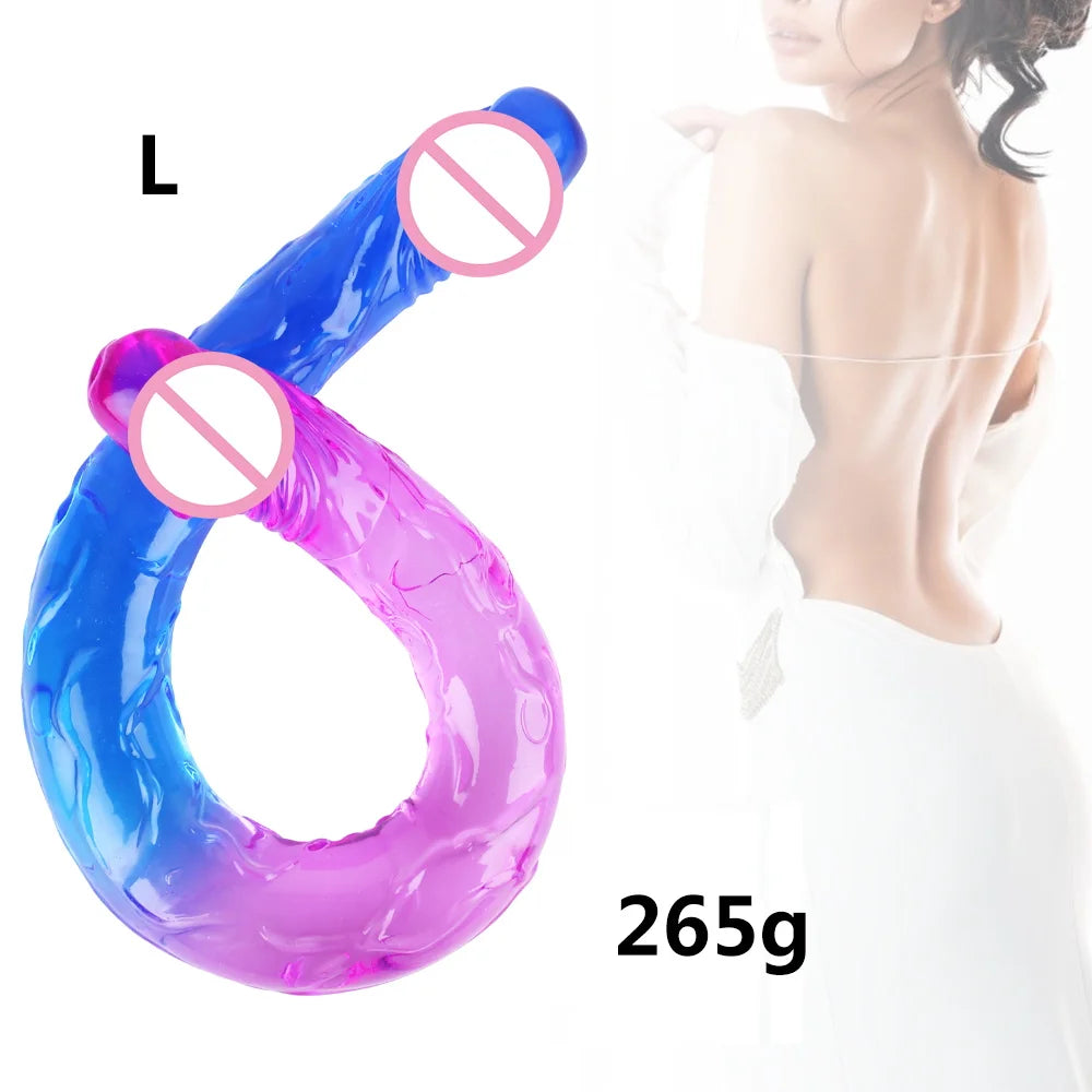 Double Ended Realistic Dildo Flexible Dildos Long Dong for Double Sided Anal Play G-spot Stimulator Sex Toys for Women Couple