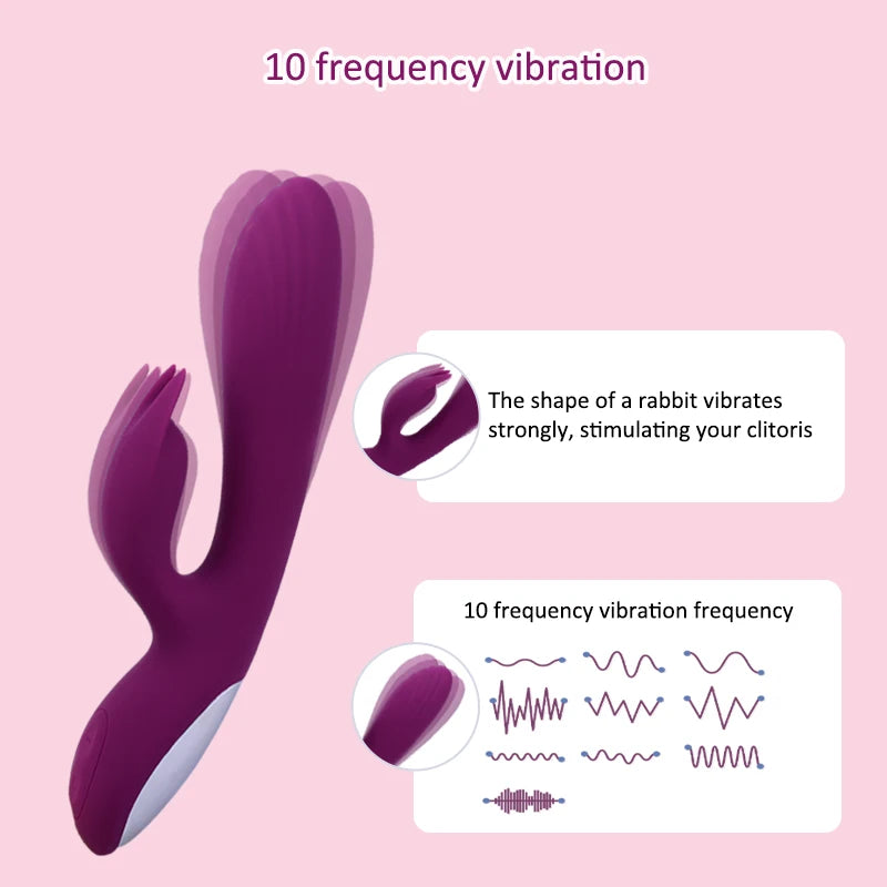 G Spot Rabbit Vibrator For Women Clitoris Nipple Dual Stimulator Vagina Massager 2 in 1 Masturbator Dildo For Adult Sexy Toys